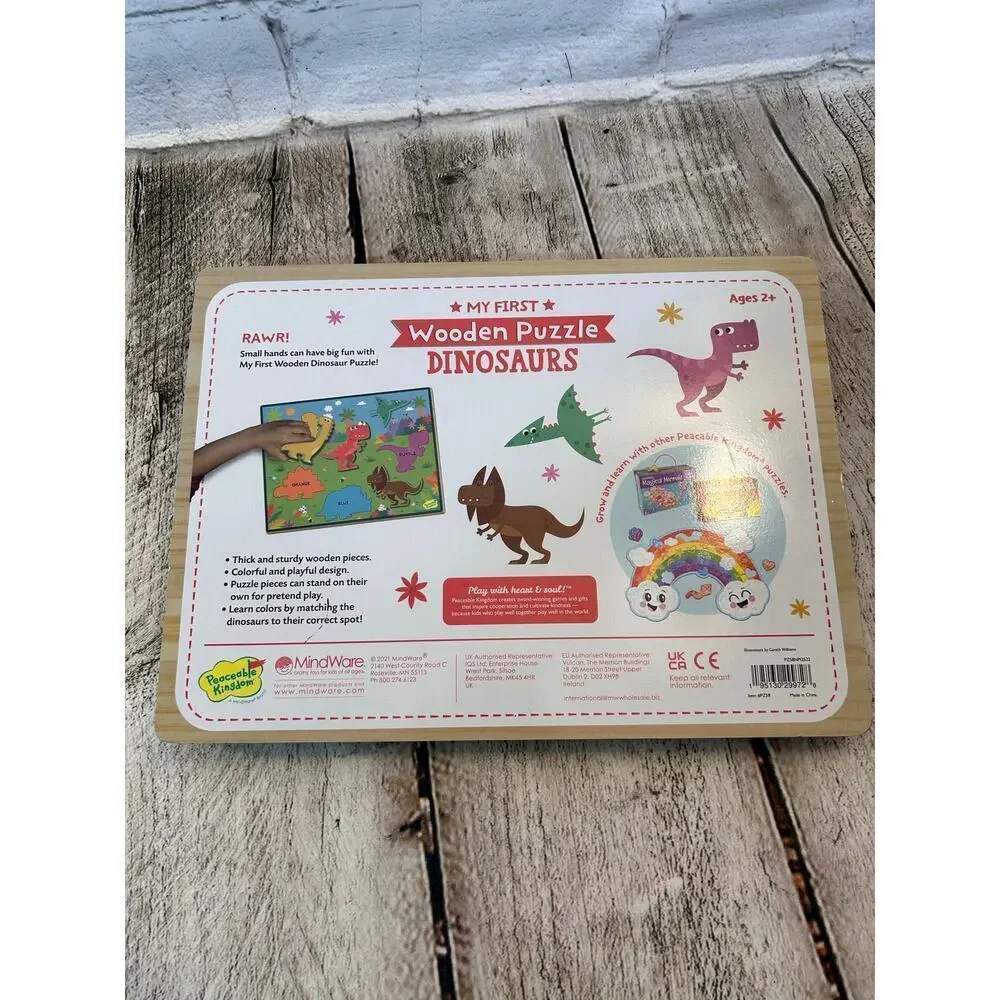 PEACEABLE KINGDOM Kids “My First Wooden Puzzle” Dinosaurs